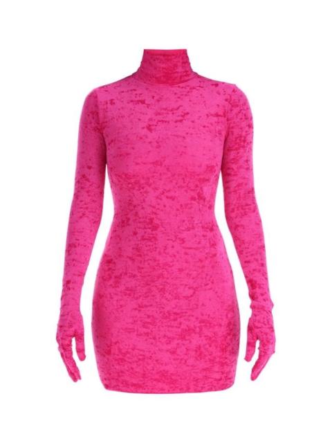 VETEMENTS velvet glove-sleeve minidress