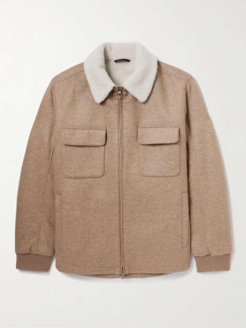 Suede-Trimmed Shearling-Lined Cashmere-Blend Shirt Jacket