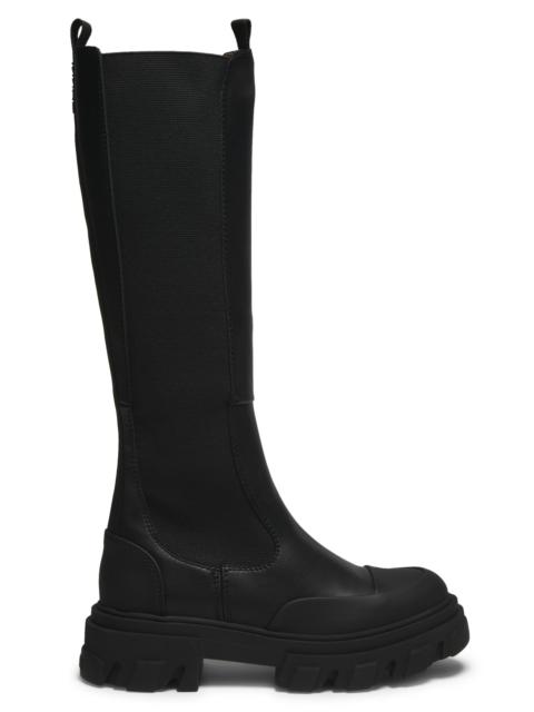 GANNI Women's Cleated Knee-High Chelsea Boots - Black