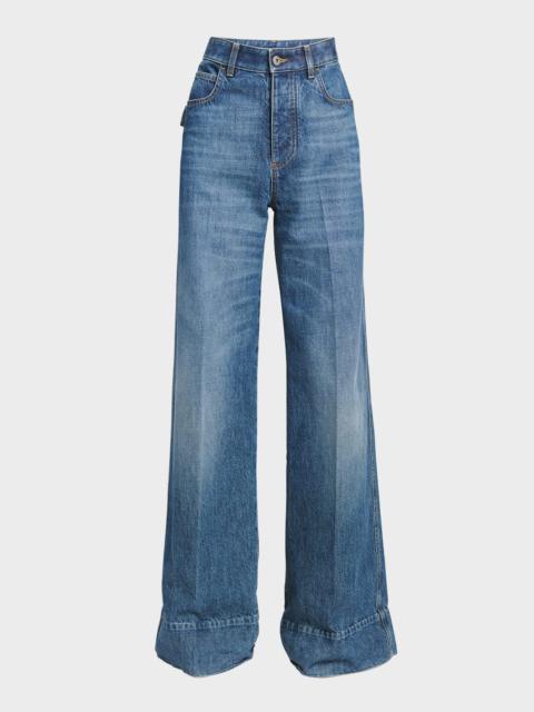 Bottega Veneta High-Rise Wide-Leg Denim Boyfriend Trousers