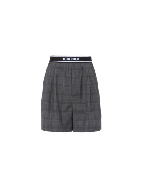 Miu Miu Prince-of-Wales check shorts