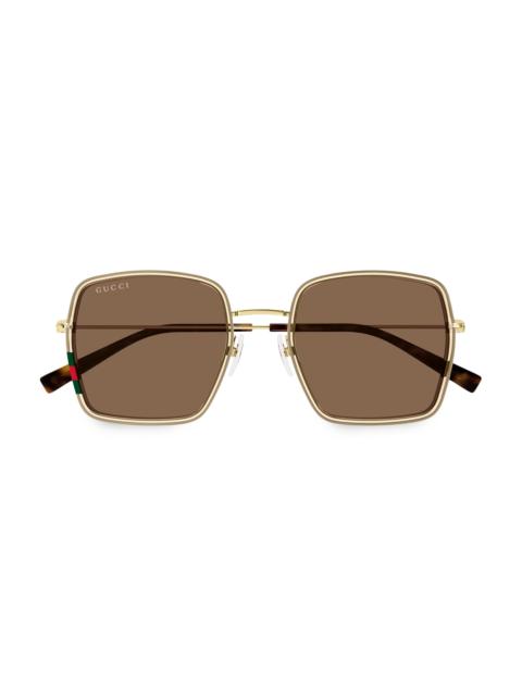 GUCCI Women's GG Tiny 52MM Square Sunglasses - Gold Brown