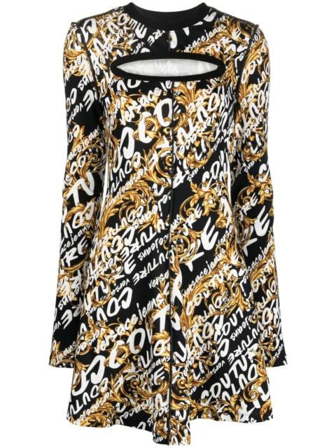 VERSACE JEANS COUTURE brushed logo-print mini dress