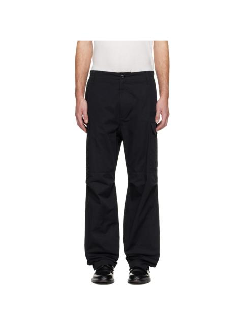 MM6 Maison Margiela Black Embroidered Logo Cargo Pants