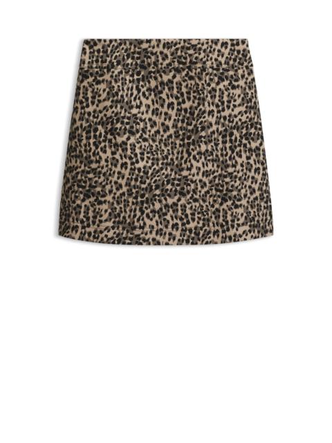 BOSS LEOPARD-JACQUARD MINI SKIRT WITH HIDDEN ZIPPER
