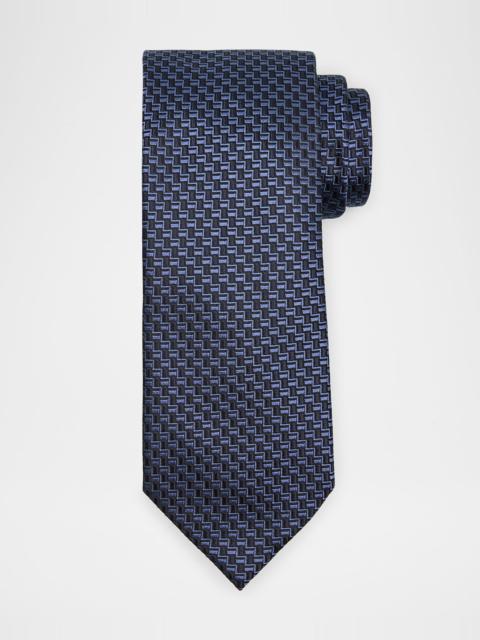 ZEGNA Men's Bicolor Basketweave Silk Tie