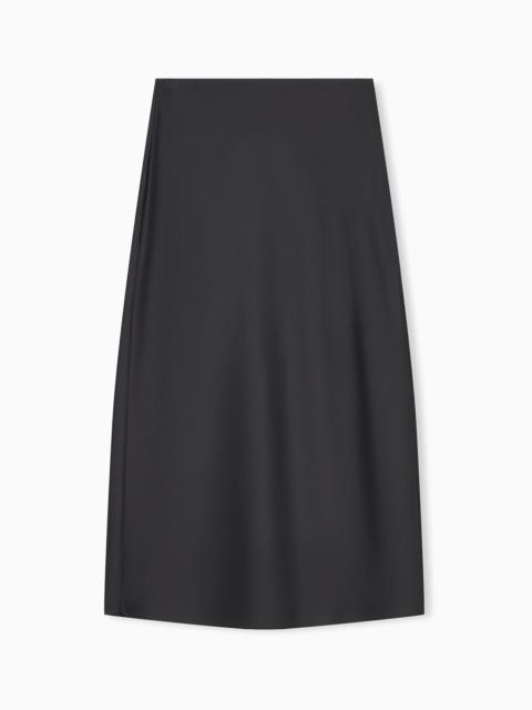 EMPORIO ARMANI UNLINED SKIRT IN TECHNO TWILL WITH SIDE ZIPPER AND HOOK