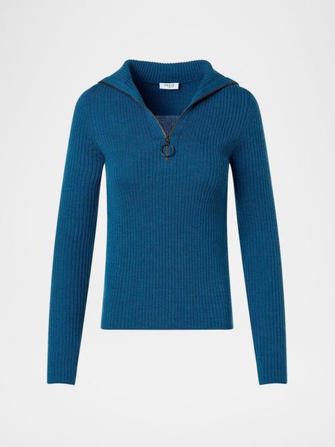 AKRIS Rib Knit Quarter-Zip Sweater