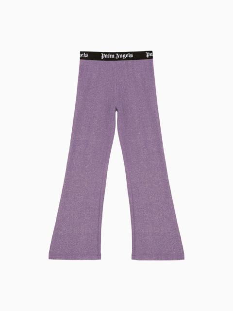 Palm Angels Lilac lurex trousers with logo