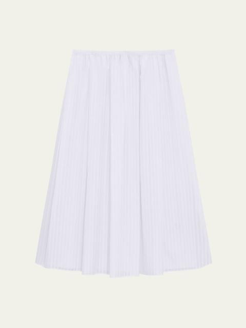 Theory Stripe Pleated Midi Skirt