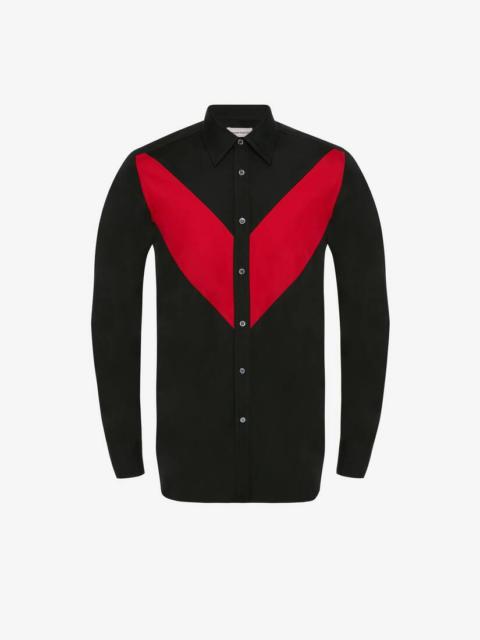 Alexander McQueen Men's Cotton Poplin Chevron Shirt in Black
