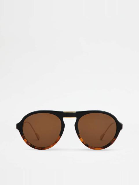 Tod's FOLDABLE SUNGLASSES - BROWN, BLACK