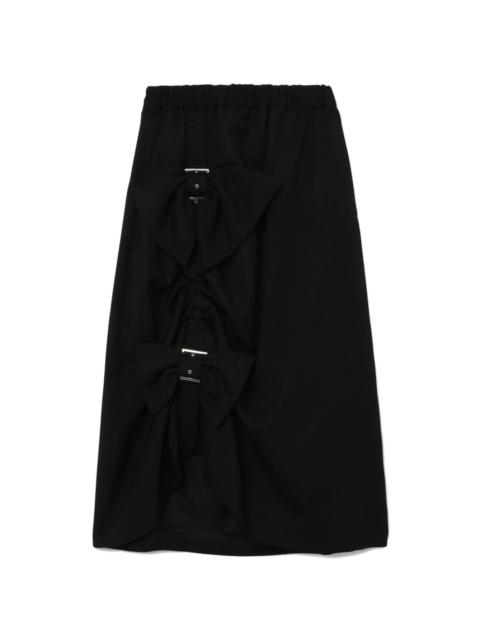 bow-detail wool midi skirt