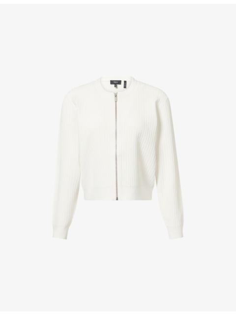 Theory Pointelle Zip-Up Knitted Cardigan