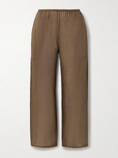 LESET Niko cropped ramie pants Brown