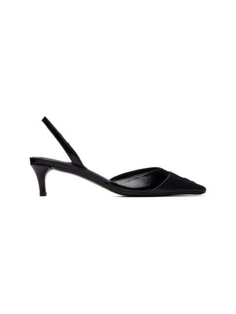 courrèges Black Vinyl Toe Cap Slingback Heels