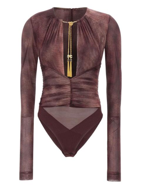 ELISABETTA FRANCHI snakeskin-print gathered bodysuit