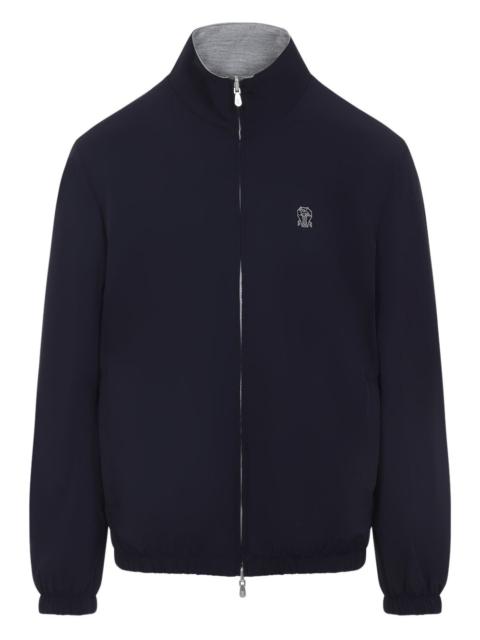 Brunello Cucinelli embroidered-logo reversible jacket
