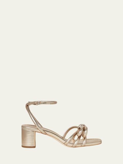 LOEFFLER RANDALL Mikel Metallic Bow Ankle-Strap Sandals