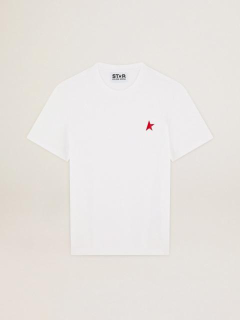 Golden Goose White Star Collection T-shirt with red star on the front