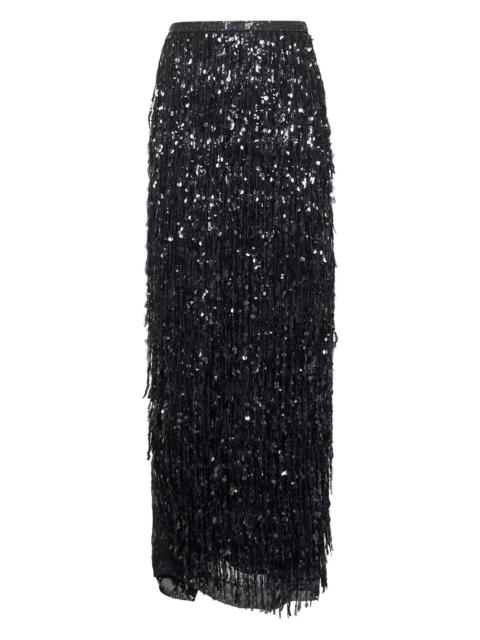 Brunello Cucinelli Black Crispy silk Column Couture skirt