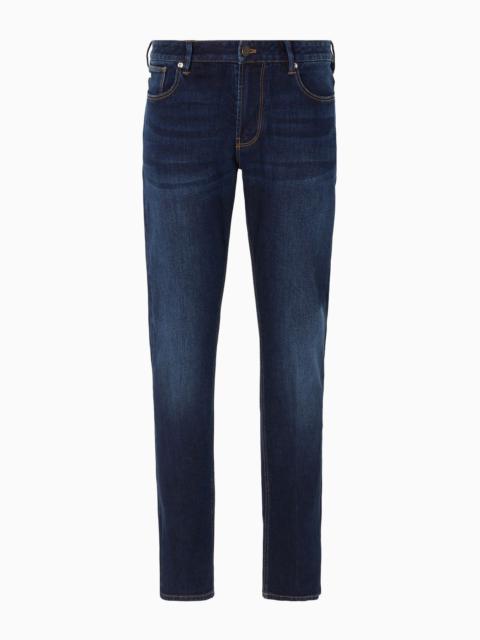 EMPORIO ARMANI J06 slim-fit vintage-effect comfort-denim jeans