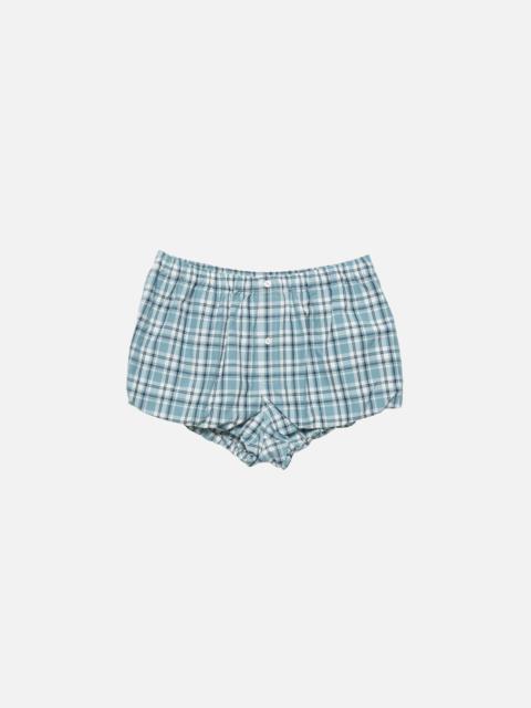 Acne Studios Gathered check shorts - Blue/white