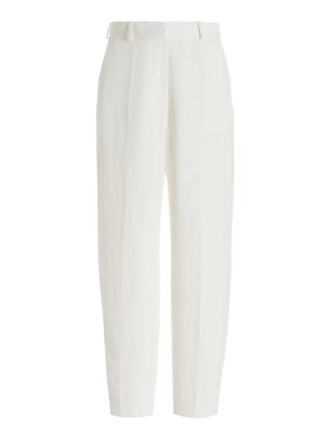 TOTEME Tapered Linen-Blend Trousers white