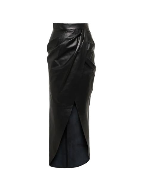 Balmain Leather wrap skirt