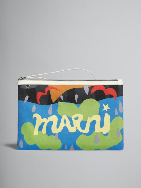 Marni MARNI X NO VACANCY INN - POUCH IN COATED CANVAS WITH PRINT