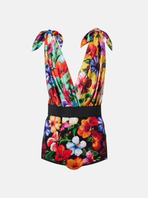 Dolce & Gabbana Floral silk-blend playsuit