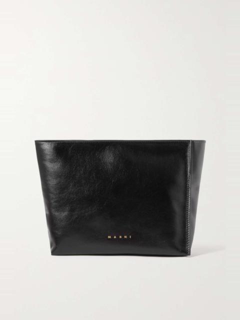 Marni Color-block glossed-leather pouch