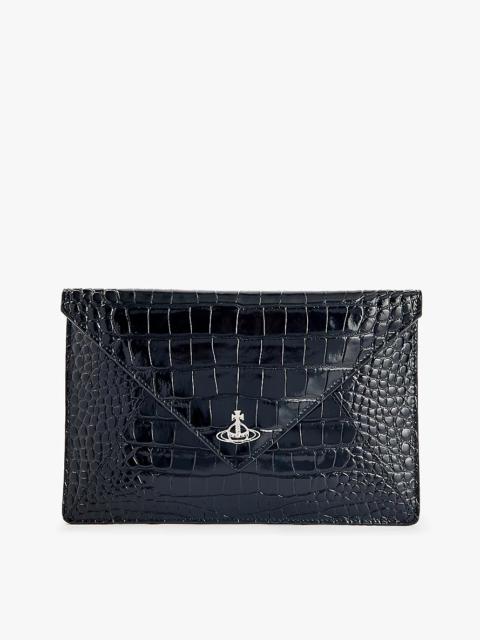 Vivienne Westwood Logo-plaque leather envelope clutch bag