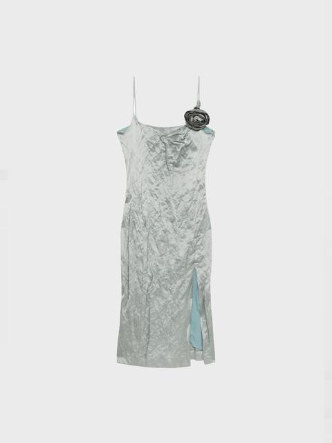 Blumarine CRINKLED SATIN DRESS WITH 3D ROSES
