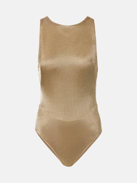 Alaïa Open-back lamé bodysuit