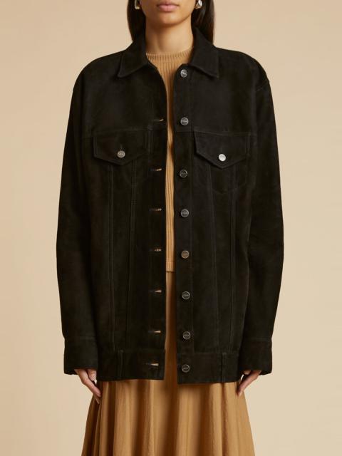 KHAITE The Ross Jacket in Black Suede