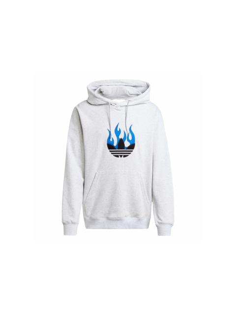 adidas adidas Flames Logo Hoodie Light Grey Heather