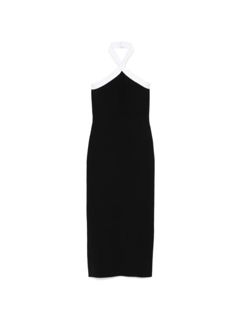 halterneck knittted midi dress