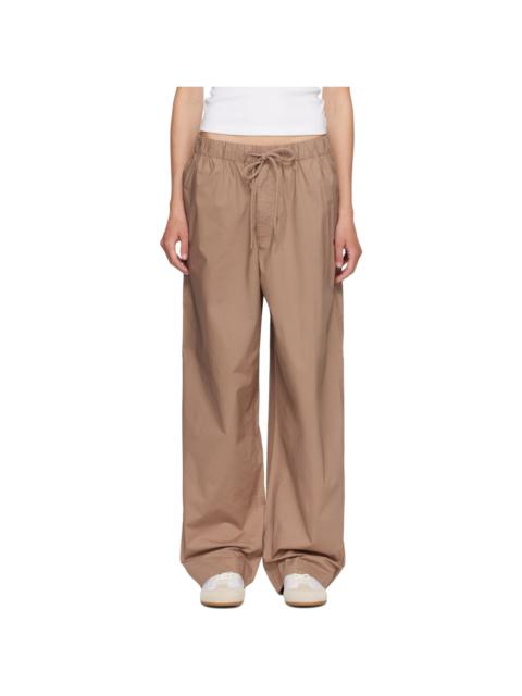 SKIMS Tan Woven Cotton Oversized Straight Leg Lounge Pants