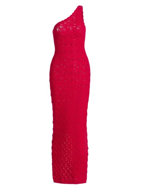 RONNY KOBO Women's Zelda One-Shoulder Knit Maxi Dress - Fiery Red