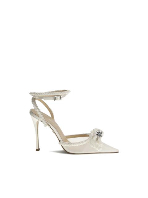 MACH & MACH Mach & Mach Pearl Bow Mesh Heeled Pumps