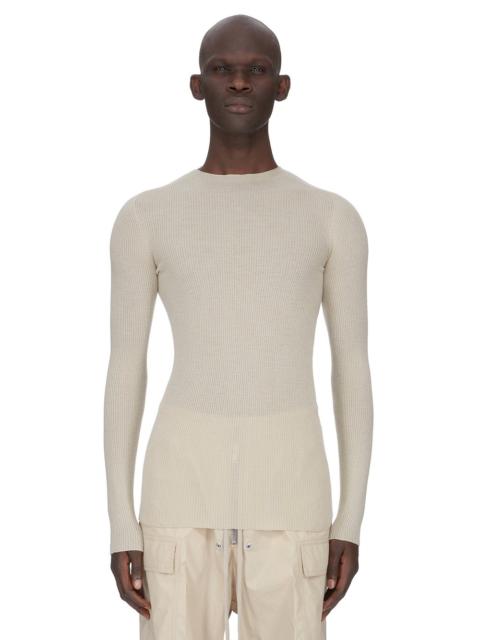Rick Owens Off-White Temple Ribbed Round Neck Sweater