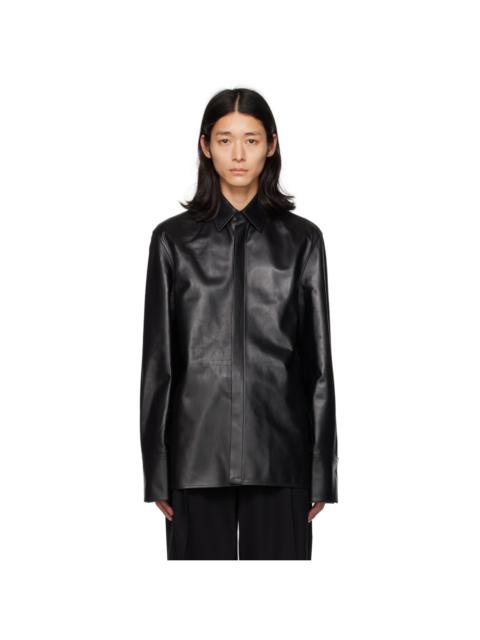 FERRAGAMO Black Paneled Leather Shirt