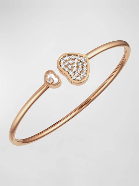 Happy Hearts 18k Rose Gold Pave Diamond Bangle Bracelet
