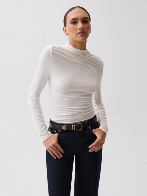 PISTOLA NATHALIA DRAPED MOCK NECK - SOFT WHITE