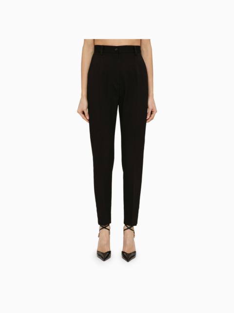 Black wool and silk trousers