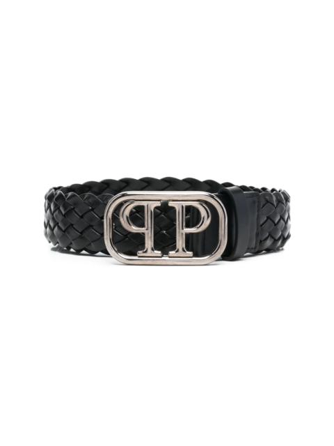 PHILIPP PLEIN braided logo buckle belt