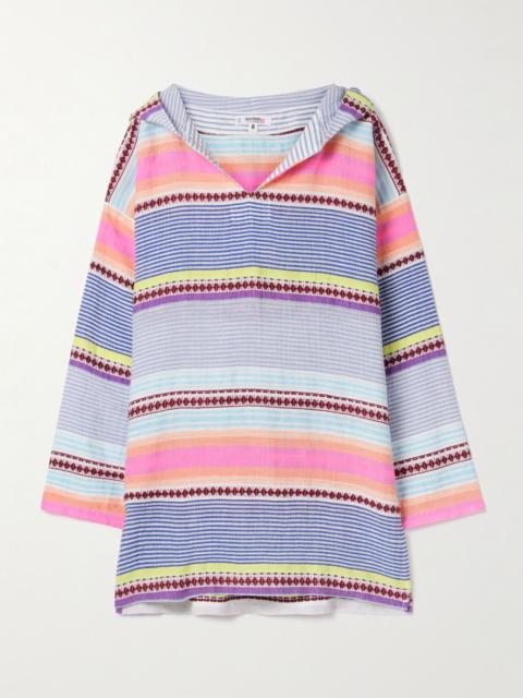 lemlem Henok hooded striped cotton-blend voile coverup Purple