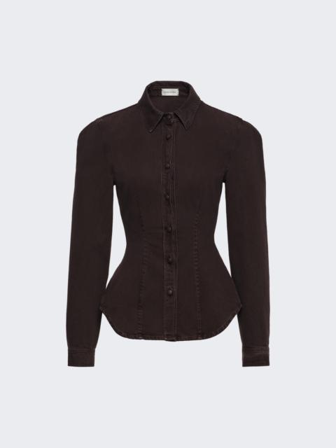 MAGDA BUTRYM Peplum Denim Shirt Brown