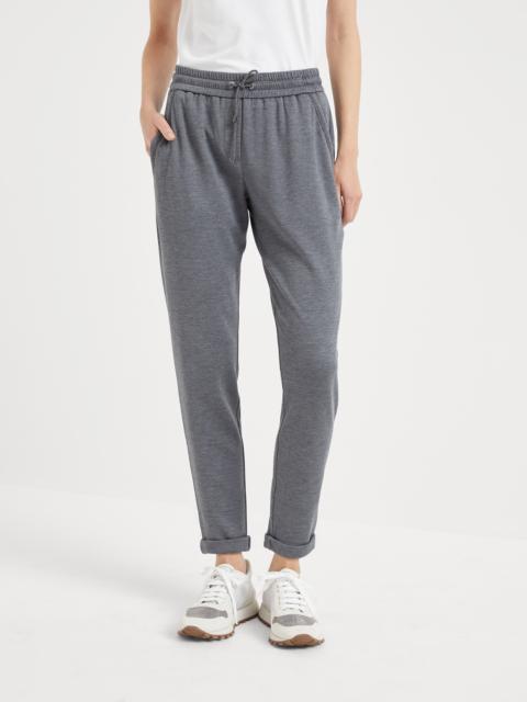 Brunello Cucinelli Cotton and silk interlock trousers with shiny pocket detail